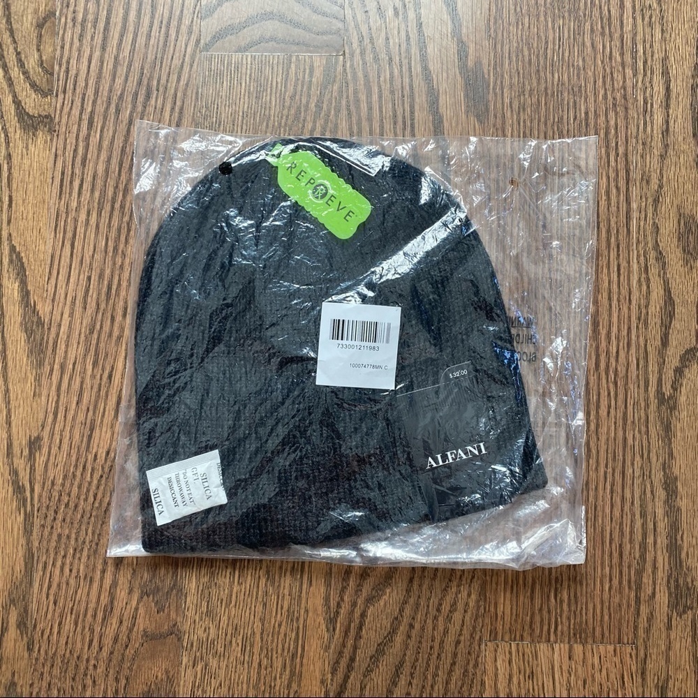 NWT mens Alfani Charcoal black beanie winter hat